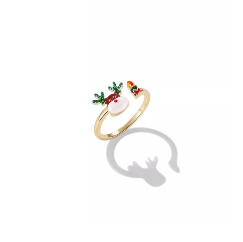 Christmas Elk Ring Female Niche Design Sense Cute Food Ring