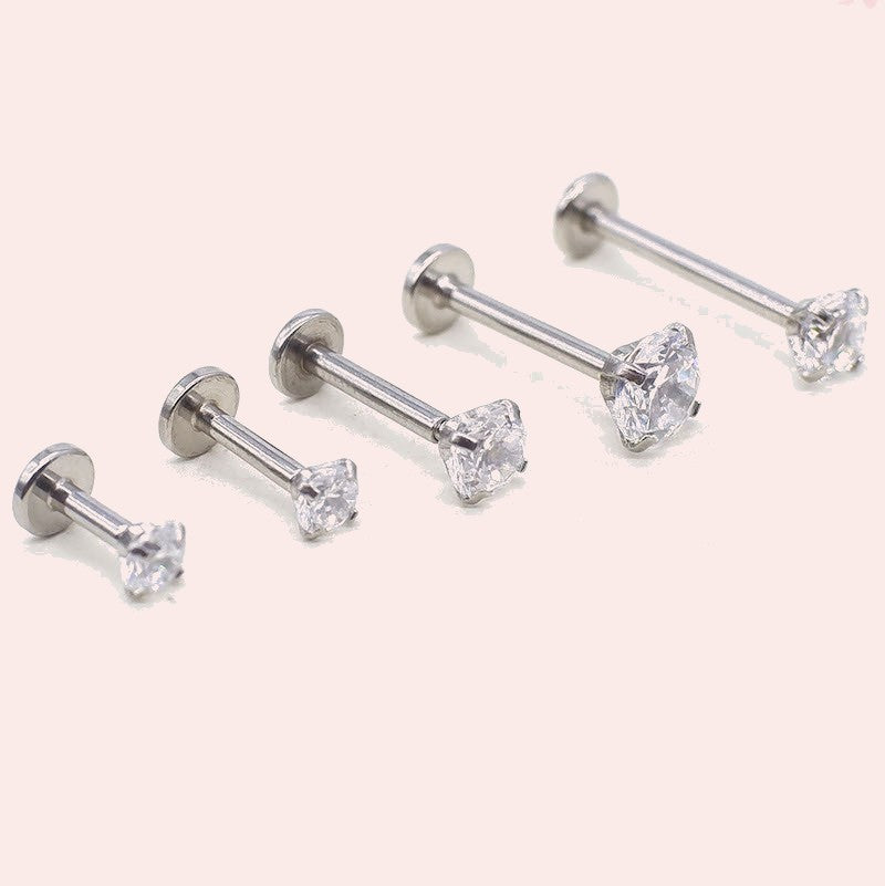 Titanium Steel Zircon Internal Teeth Labret Nose Stud