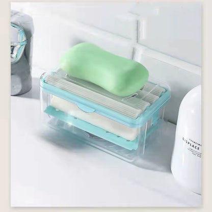 New Usage Roller Type Soap Dish Holder For Bathroom Toliet Soap Box Plastic Storage Container With Drain Water Bathroom Gadgets