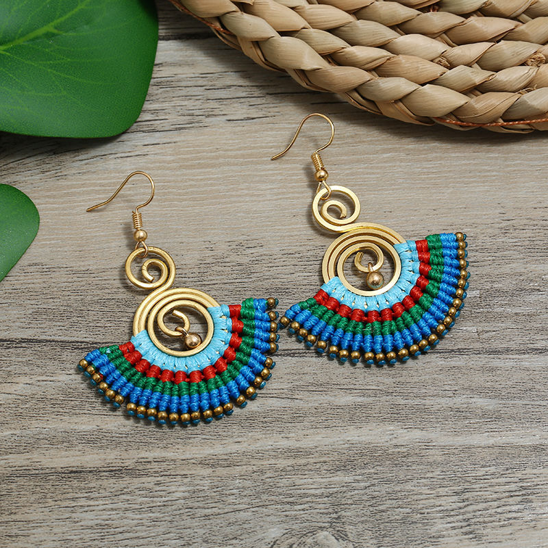 Handmade Weave Vintage Vacation Versatile Temperamental Earrings Women