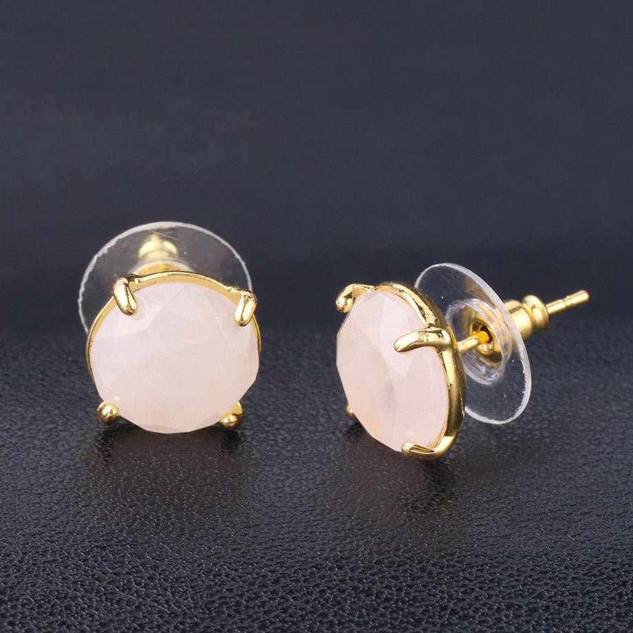 Faceted Round Natural Stone Earrings