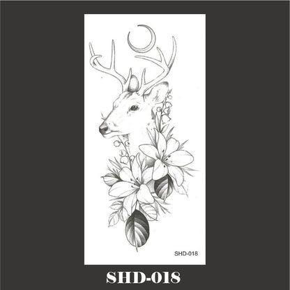 Black And White Sketch Flower Waterproof Tattoo Sticker