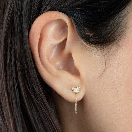Diamond Inlaid Zircon Butterfly Integrated Earrings