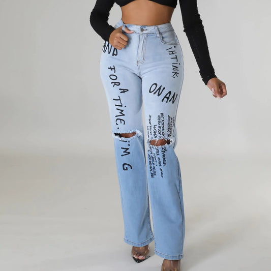 Women's Washed High Waist Jeans