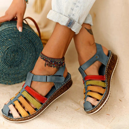 European And American Ladies Summer Round Toe Flat Bottom Viscose Shoes Sandals