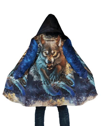 Digital Printing Stand Collar Zipper Hooded Cloak