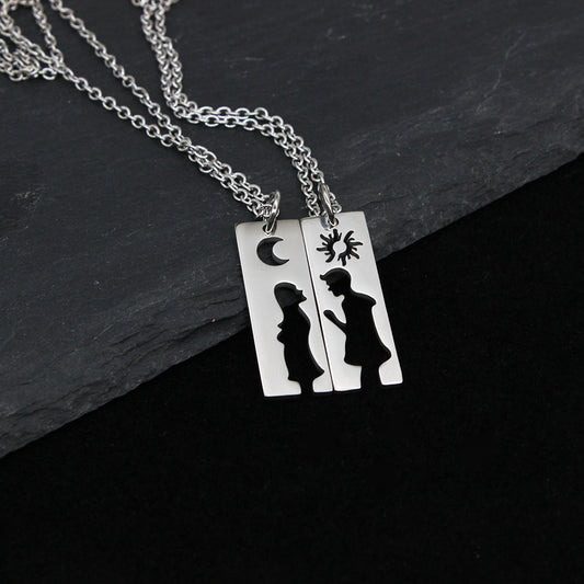 Men And Women Silhouette Couple Necklace