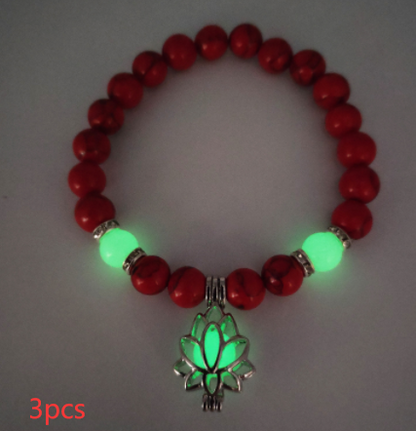 Energy Luminous Lotus Natural Stone Bracelet Yoga Healing Luminous Glow In The Dark Charm Beads Bracelet For Men Women Prayer Buddhism