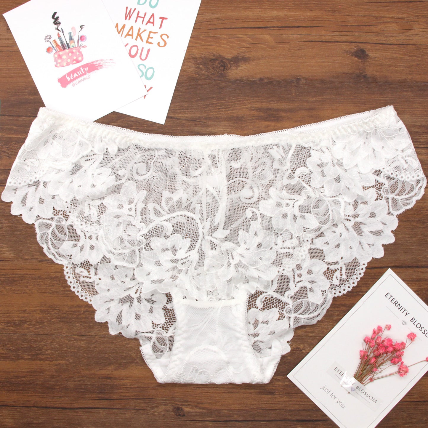 Transparent mesh lace seamless underwear