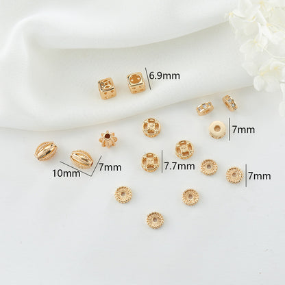 14K Handmade Beaded Accessories Three-Dimensional Hollow Square Round