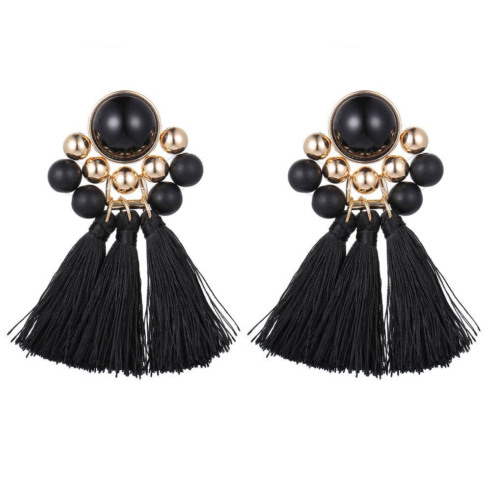 Women's Fashionable Exaggerated Alloy Tassel Resin Earrings