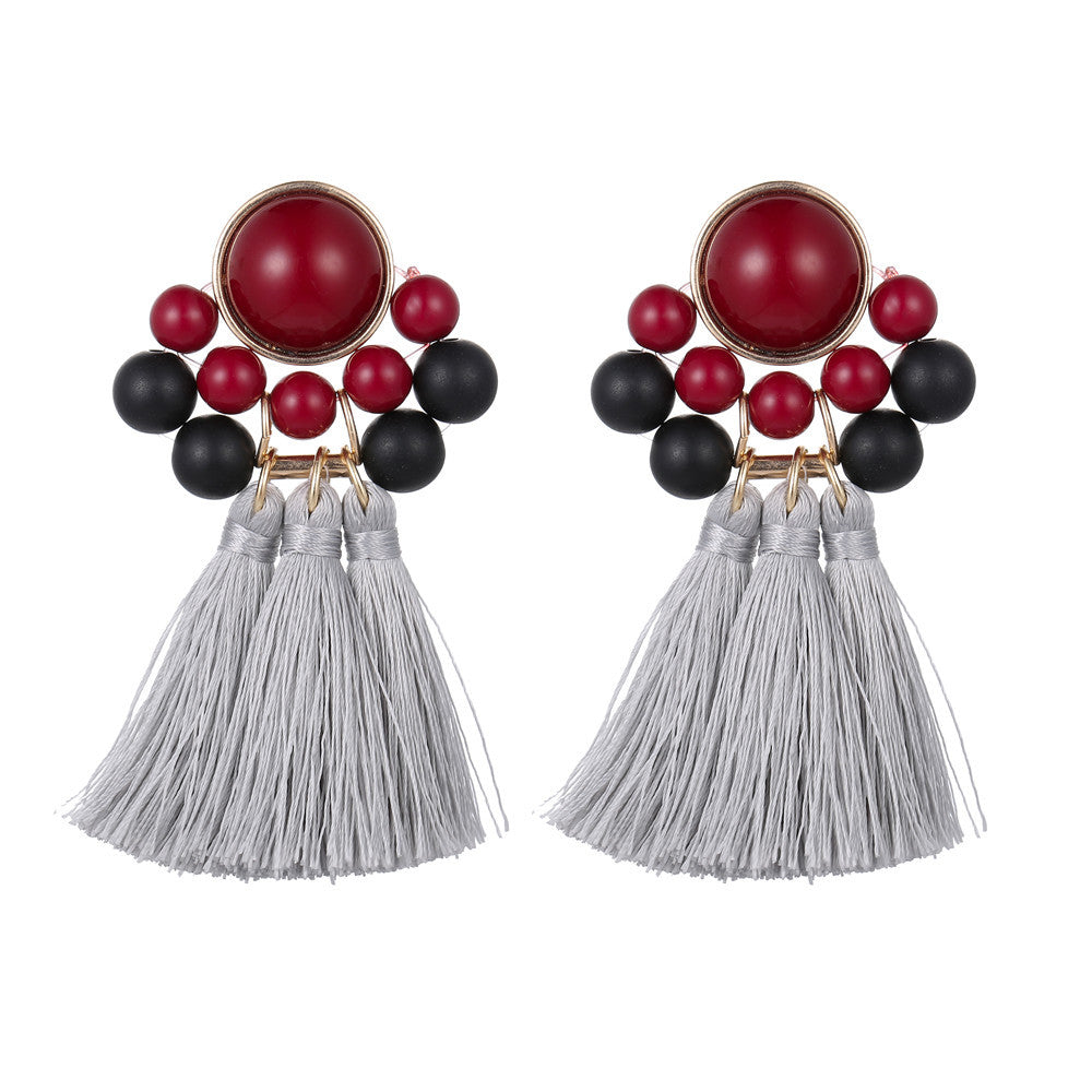 Women's Fashionable Exaggerated Alloy Tassel Resin Earrings