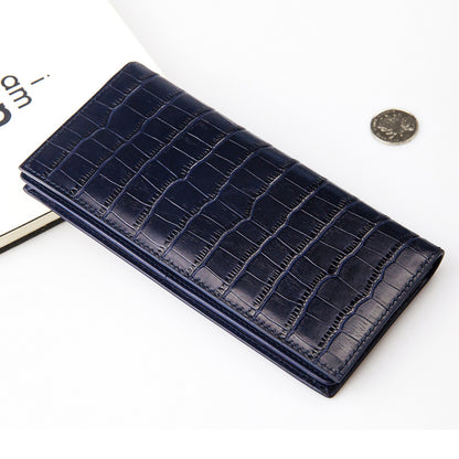 Crocodile Pattern Cowhide Wallet Men's Long Genuine Leather Wallet