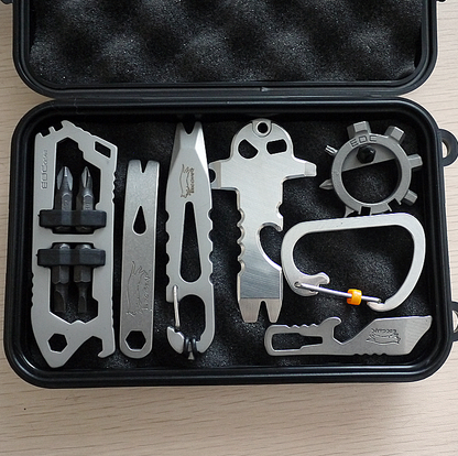 EDC multi-function combination storage box nine-in-one set of various gadgets outdoor portable equipment