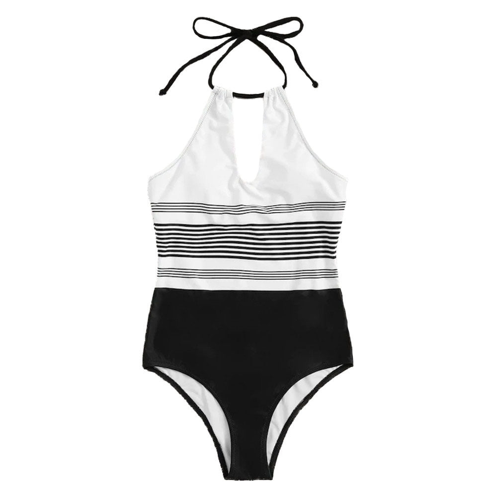 One-piece striped swimsuit