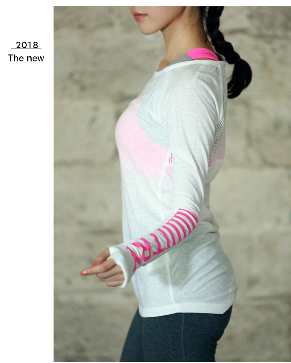 Lightweight skin-friendly breathable letter sportswear casual fitness clothing running long-sleeved yoga quick-drying T-shirt