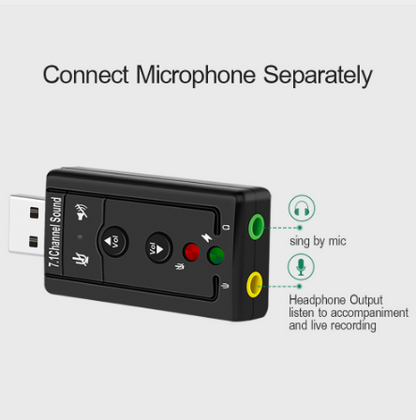 7.1 External USB Sound Card USB to Jack 3.5mm Headphone Audio Adapter Micphone Sound Card