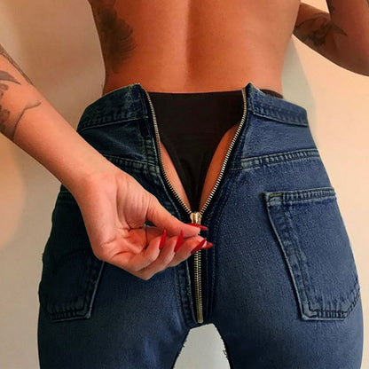 Women's Sexy Back Zipper Skinny Jeans