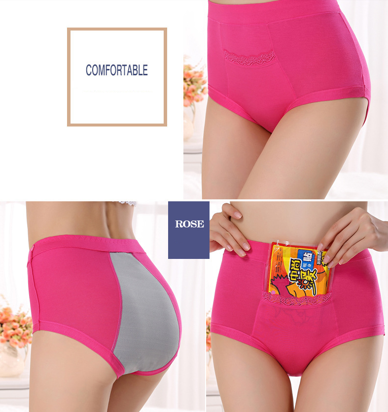 Free Shipping Menstrual period Bamboo fiber Womens underwear Long waisted side leakage proof pocket Health pants L-XXXL R1