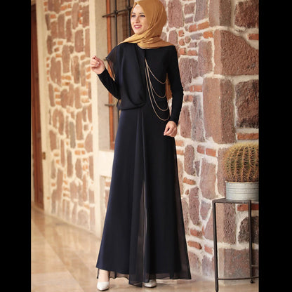 Fashionable Muslim Women's Pure Color Simple Jumpsuit