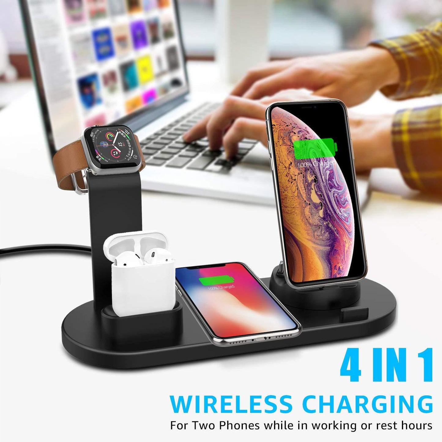 Compatible with Apple, Suitable For Iphone 4 In 1 Wireless Charging Stand