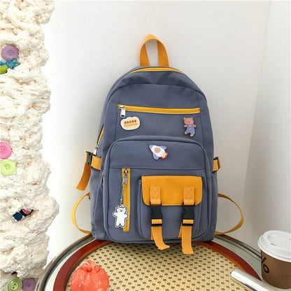 Campus Small  And Cute Girl Student Color Matching Backpack Japanese Vintage School Bag