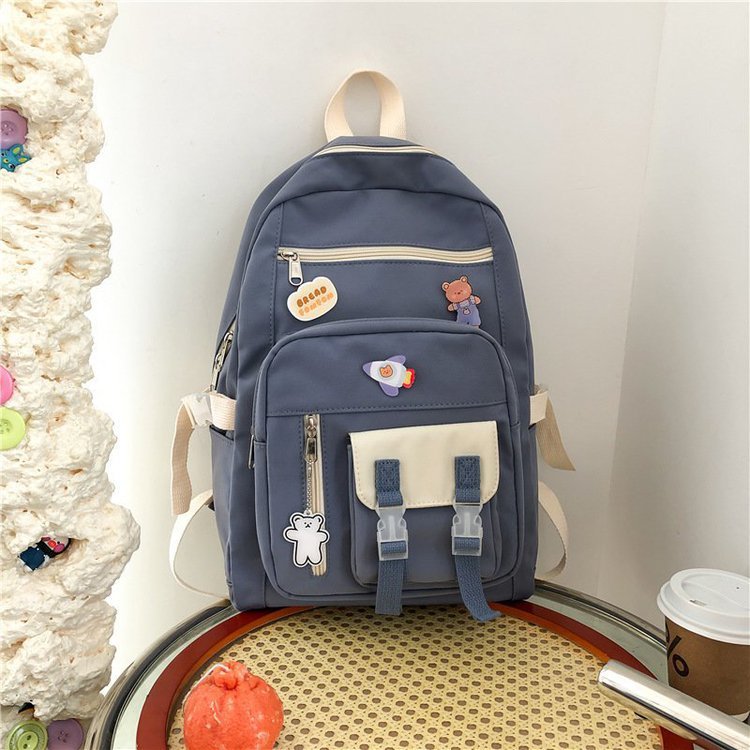 Campus Small  And Cute Girl Student Color Matching Backpack Japanese Vintage School Bag