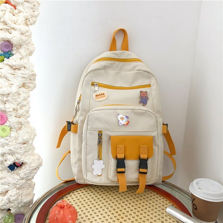 Campus Small  And Cute Girl Student Color Matching Backpack Japanese Vintage School Bag
