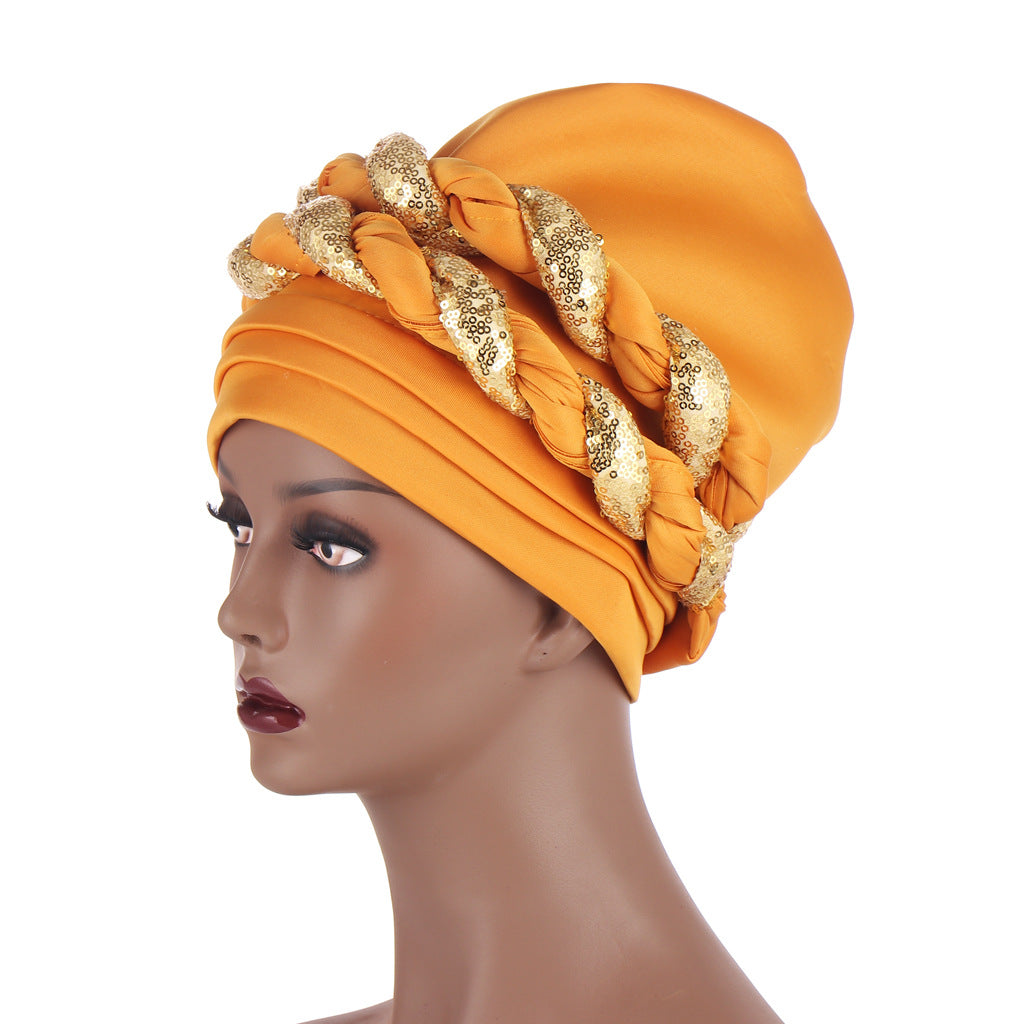 Muslim Double Sequined Turban Hat