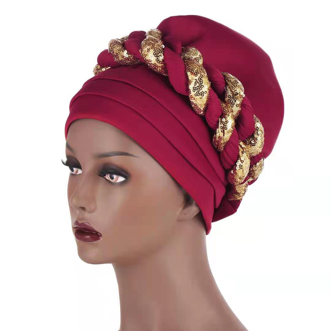 Muslim Double Sequined Turban Hat