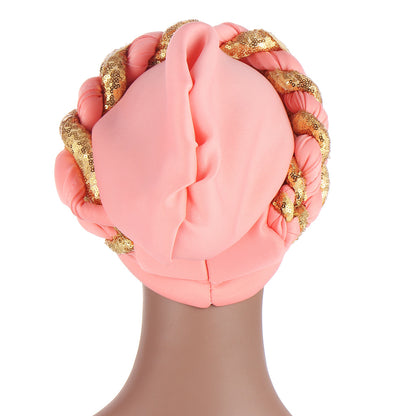 Muslim Double Sequined Turban Hat