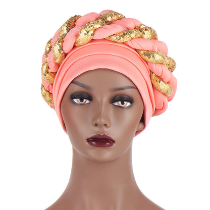 Muslim Double Sequined Turban Hat