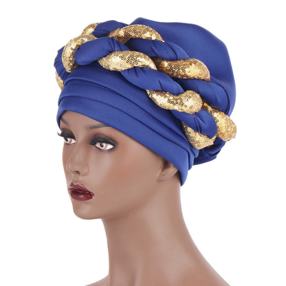 Muslim Double Sequined Turban Hat