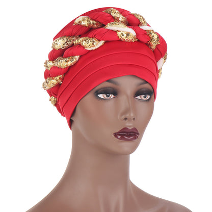 Muslim Double Sequined Turban Hat