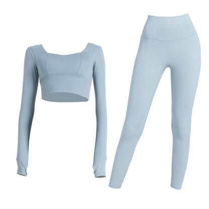 Yoga Clothing Suit Beauty Back Long-sleeved Fitness Tops Running Sports Breathable Yoga Two-piece Suit