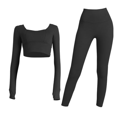 Yoga Clothing Suit Beauty Back Long-sleeved Fitness Tops Running Sports Breathable Yoga Two-piece Suit