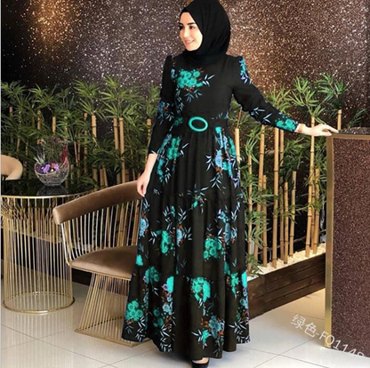 Women'S Printed Plus Size Muslim Dress 4Xl