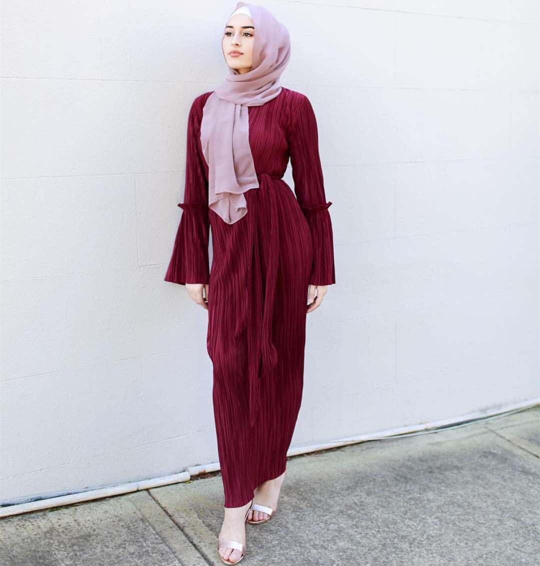 New Fashion Pleated Long Skirt Muslim Dress