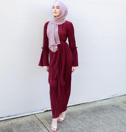 New Fashion Pleated Long Skirt Muslim Dress