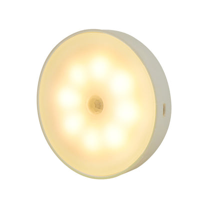 Usb Rechargeable Motion Sensor Light Round Wireless LED Puck Light Kichen Cabinet Lighting Motion Sensor Lamp Night Light