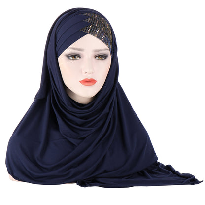 Glitter Scarf For Women, Muslim Headband, Turban, Glitter, Solid Color, Jersey, Hijabs,