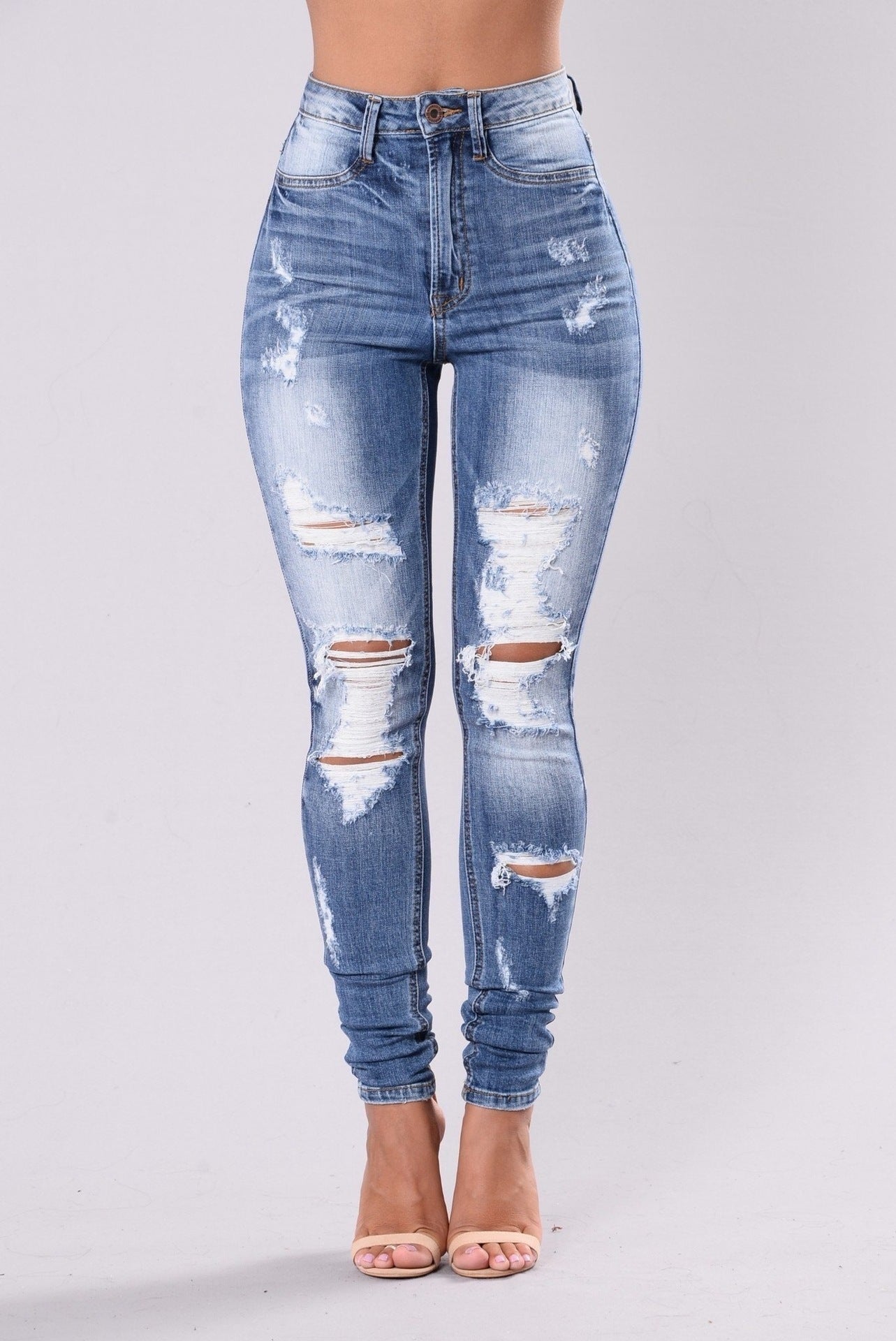Oversized Jeans With Ripped Feet