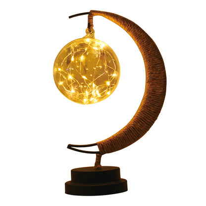 Led Lamp Stars Moon Night Light Rattan Ball Christmas