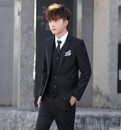 Men'S Three-Piece Korean Style Self-Cultivation Groomsmen Suits Men'S Suits