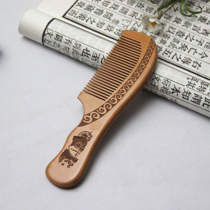 1pcs Anti-Static Comb Natural Peach Solid Wood