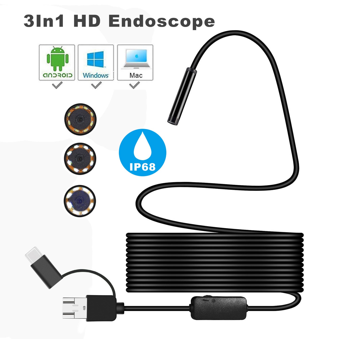 Three-In-One TYPE-C USB Android Mobile Phone Endoscope