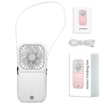 Hands-free Neck-Fan Band Hands-Free Hanging USB Rechargeable Dual Cooling Fan Mini Air Cooler Summer Portable Foldable Fan