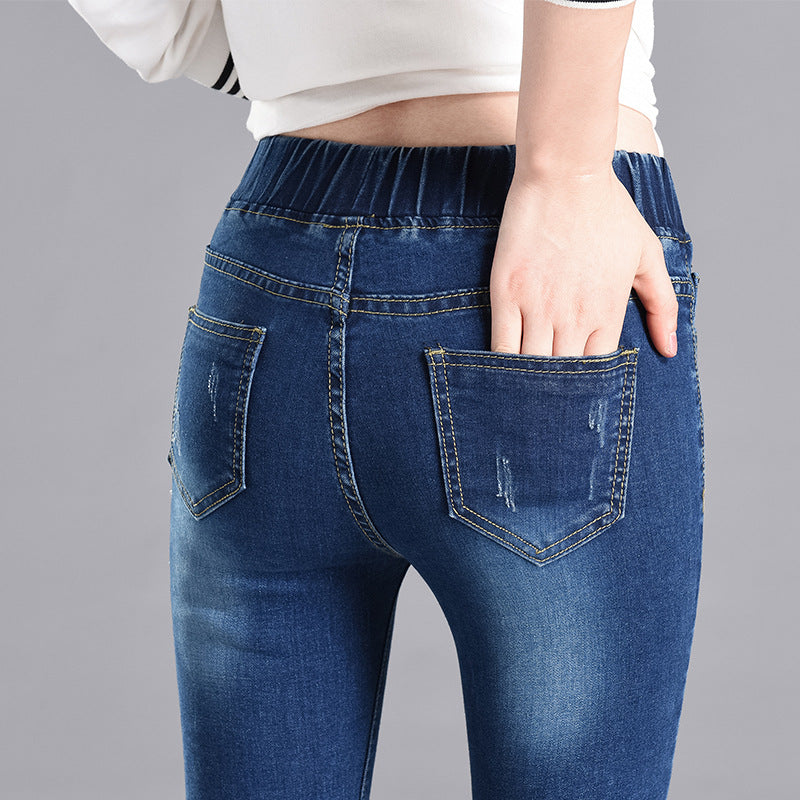 Plus-size elasticized waist jeans