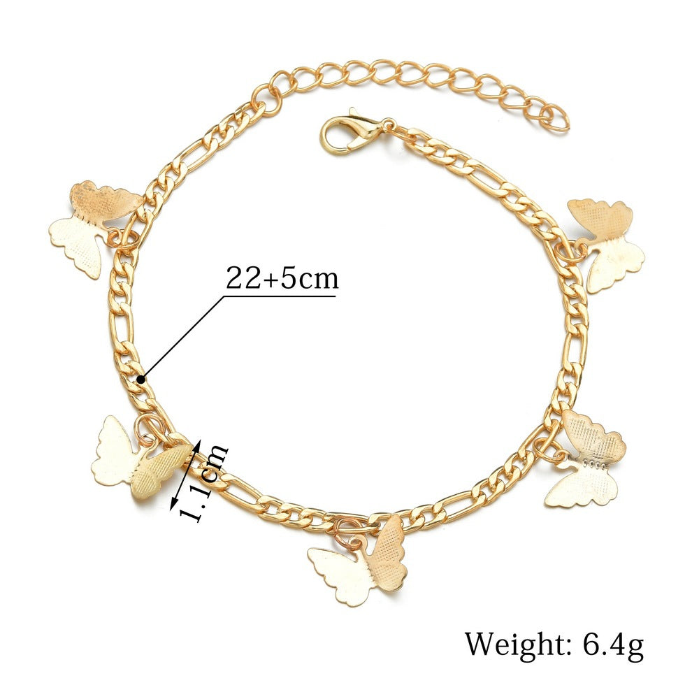 European And American Summer Beach Hollow Butterfly Pendant Anklet