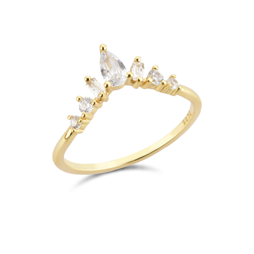 Sterling Silver Crown Female Ring Thin Body Twin